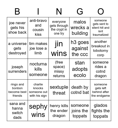 ccc event bingo Card