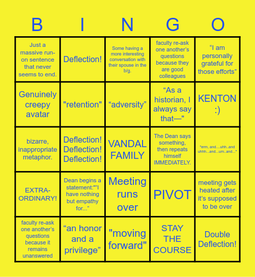 CLASS meeting Bingo Card