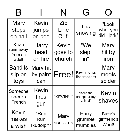 Stay Home Alone Bingo - TEST Bingo Card