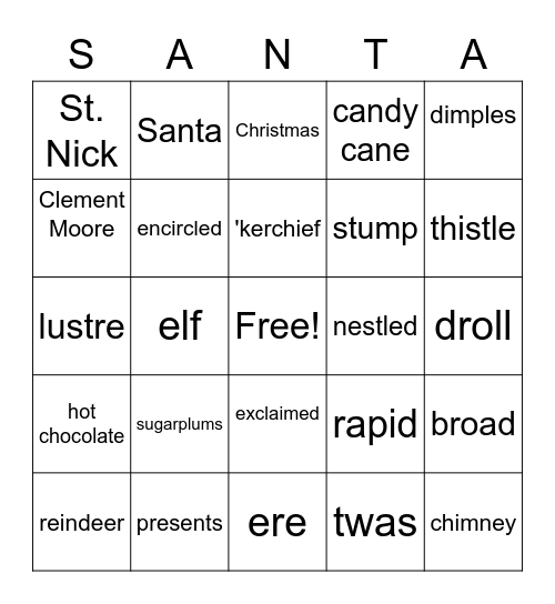 Christmas Bingo Card