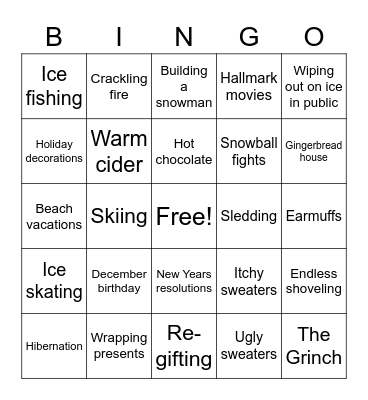 Winter Bingo Card