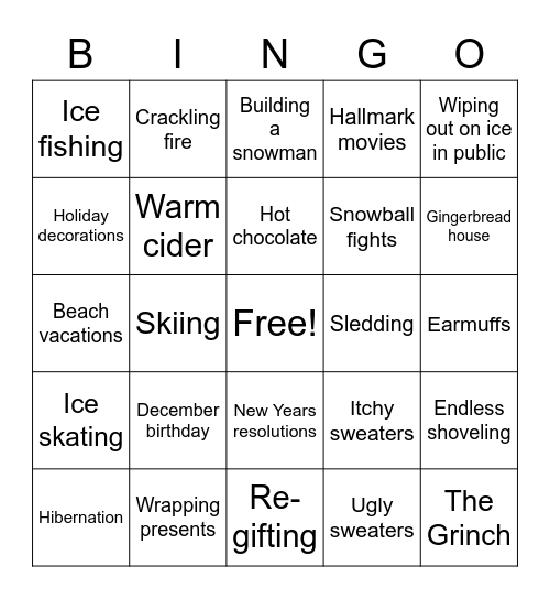 Winter Bingo Card