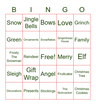 Holiday Bingo Card