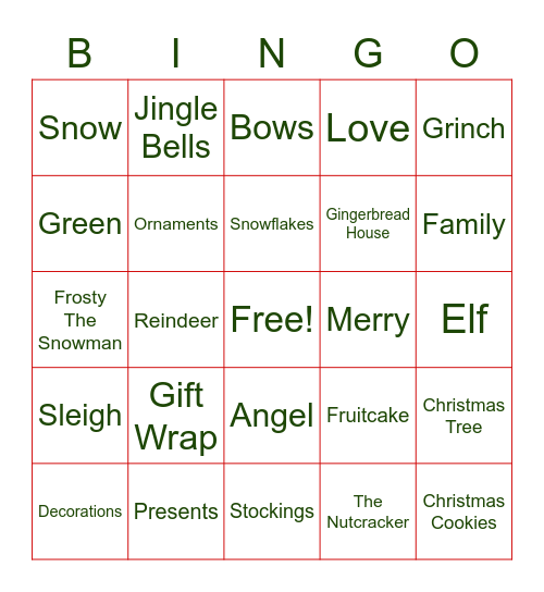 Holiday Bingo Card