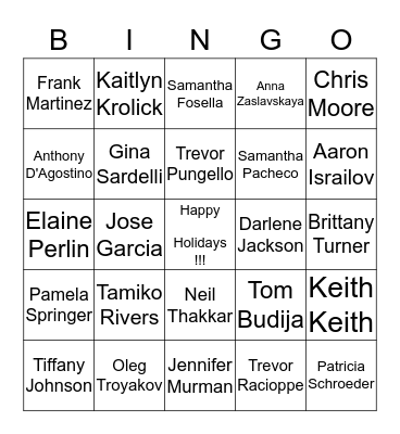 FSR Christmas BINGO Card