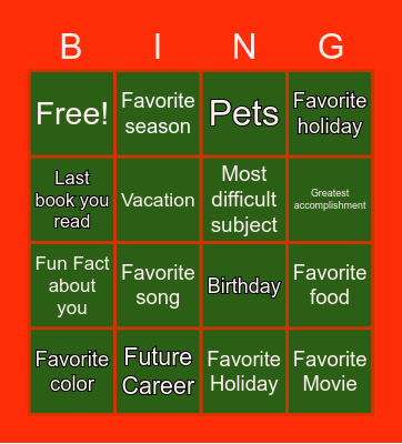 Enhancement BIngo Card