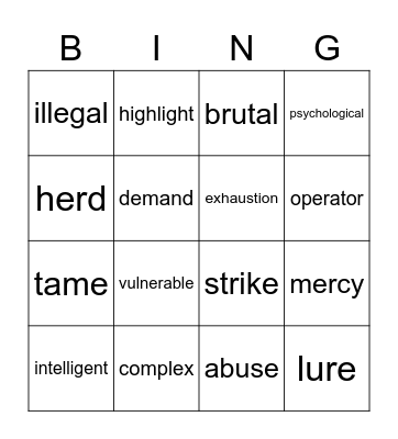 B3 L8 Vocabulary Bingo Card