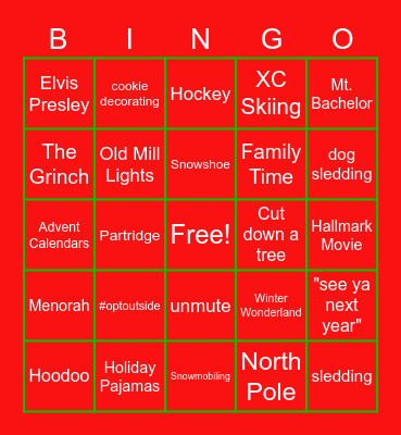 Hydro Flask Holiday Bingo Card