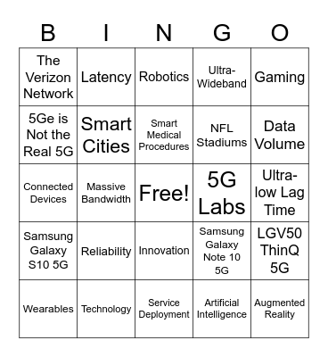 5G BINGO Card