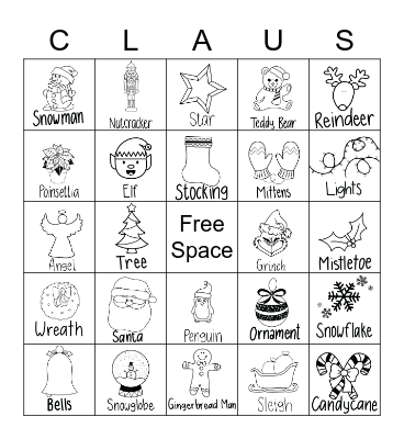 Family Christmas Bingo Card