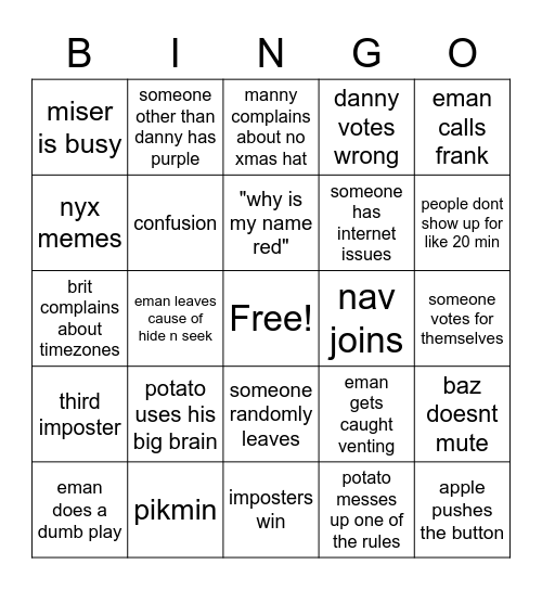Untitled Bingo Card