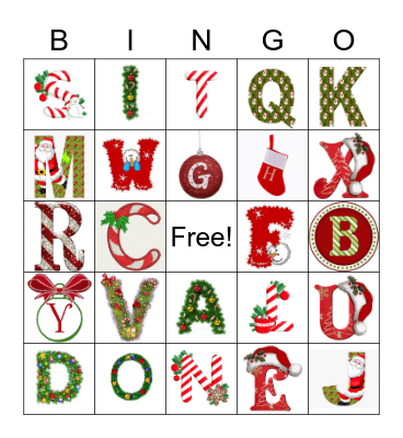 ABC in ASL Christmas Bingo Card