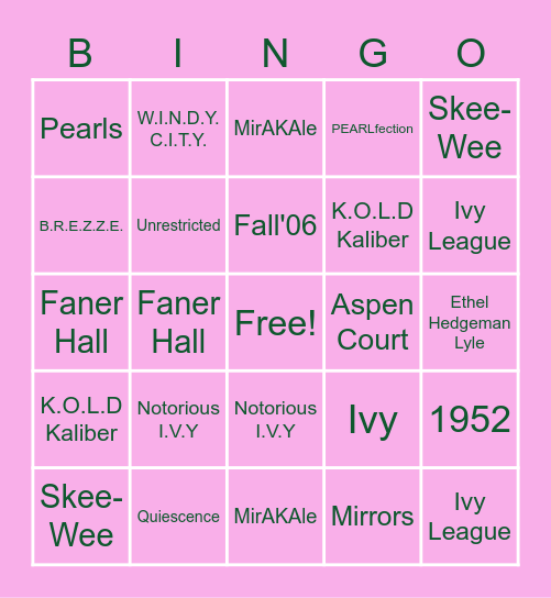 S.S. K.O.L.D. Kaliber Bingo Card