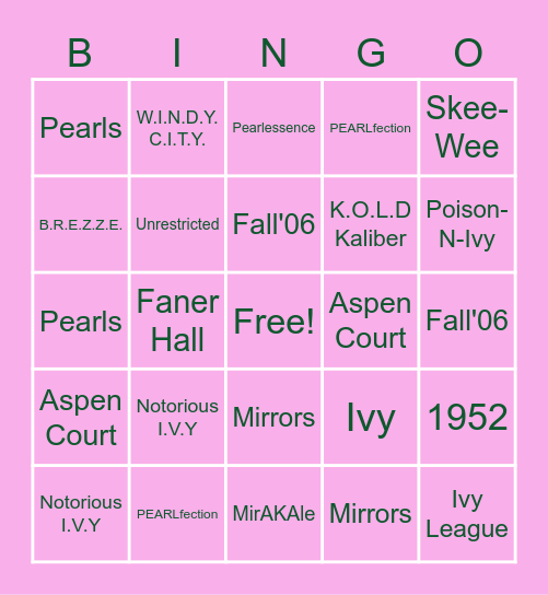 S.S. K.O.L.D. Kaliber Bingo Card