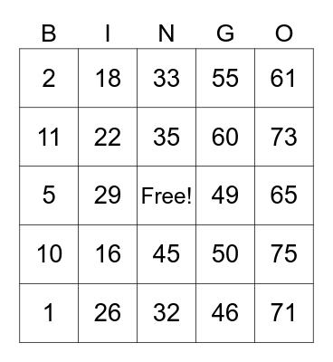 Centeno Bingo Card