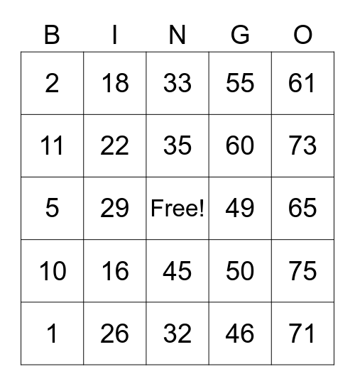 Centeno Bingo Card