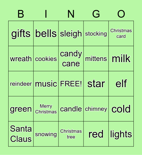 ASL Christmas Bingo Card