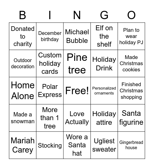 CGP Holiday Bingo Card