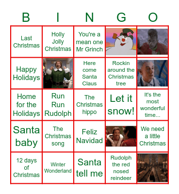 Musical Holiday Bingo Card