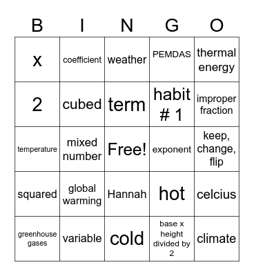 Mr. Brown's Crazy Winter Celebration Bingo Card