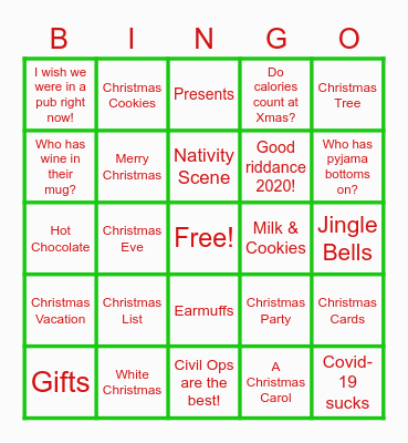 Christmas Bingo Card