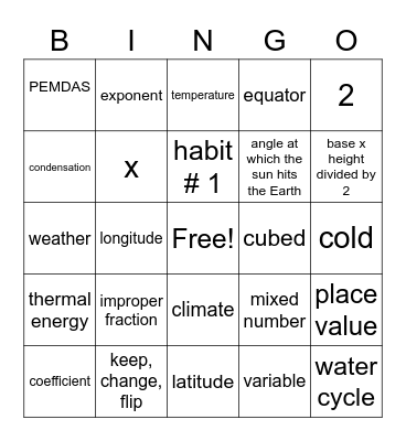 Mr. Brown's Crazy Winter Celebration Bingo Card