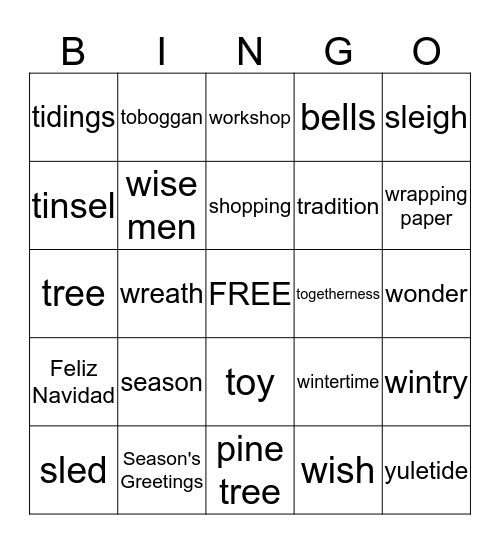 Christmas Bingo Card