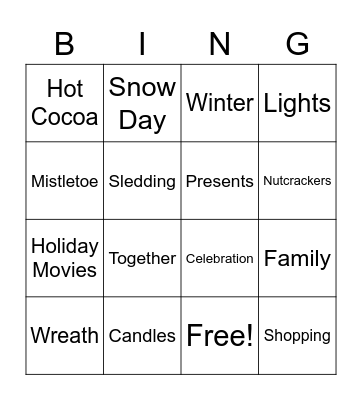 Christmas Birthday Bingo Card