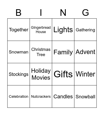 Christmas Birthday Bingo Card