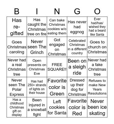CHRISTMAS Bingo Card