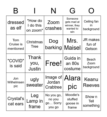 gnetty Awards Bingo Card