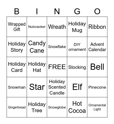 Holiday Scavenger Hunt Bingo Card