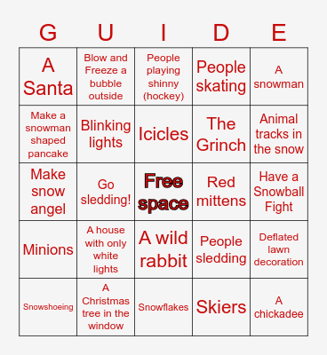 Winter Wonderland Bingo Card