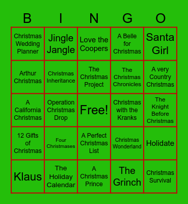 Netflix and Christmas Bingo Card