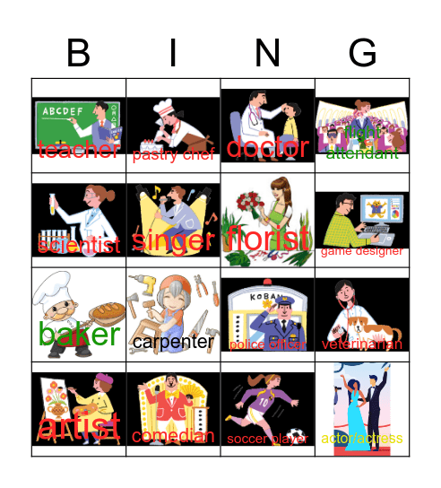 What do you want to be? Bingo Card