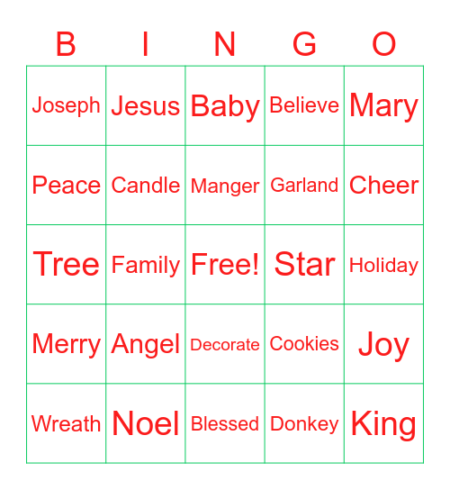 Holiday Bingo Card
