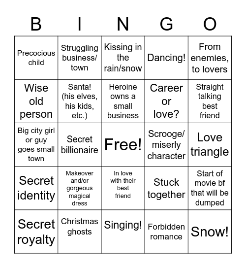 X-Mas Movie Romance Bingo! Bingo Card
