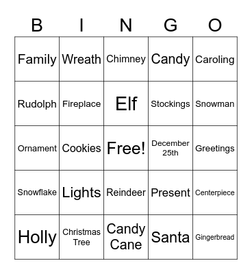 Christmas Bingo Card