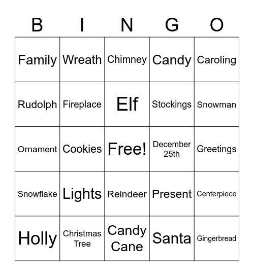 Christmas Bingo Card