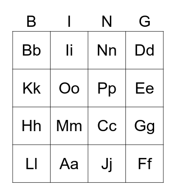 ABC BINGO Card