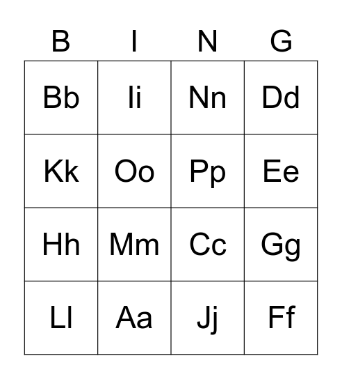 ABC BINGO Card