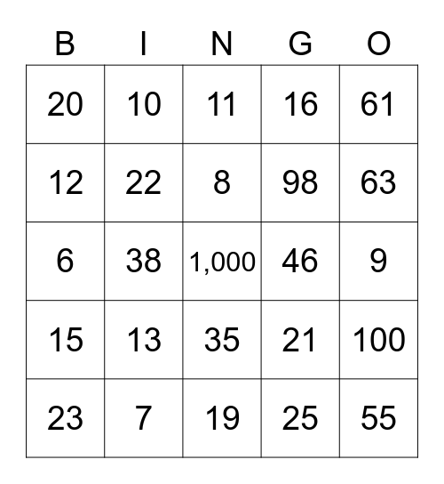Sign Language Bingo Card