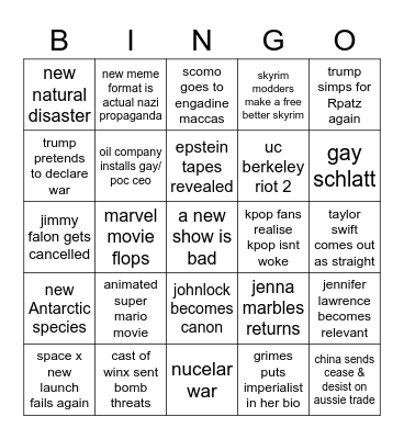 2021 bingo Card