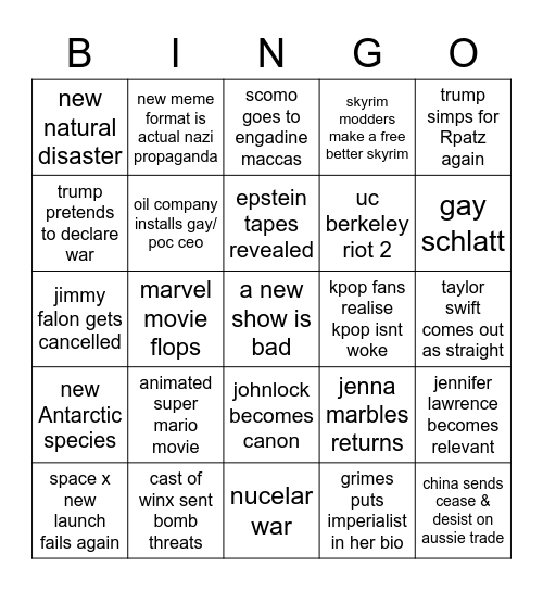 2021 bingo Card