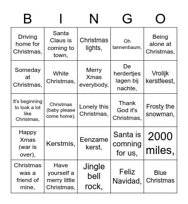 Holly Jolly X-mas Bingo Card