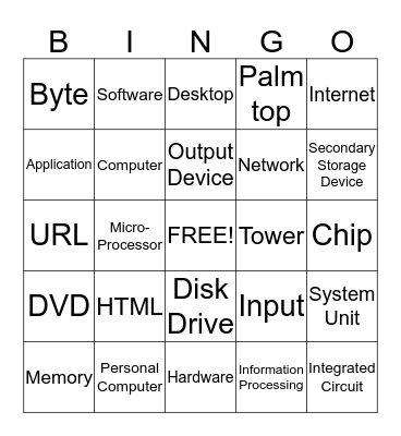 Computer Application in Business Bingo Card