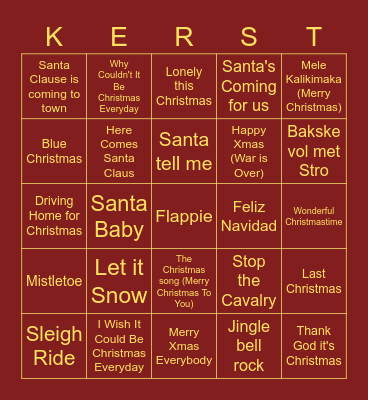 Ronde 1: Kerstliedjes Bingo Card