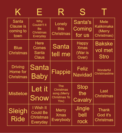 Ronde 1: Kerstliedjes Bingo Card