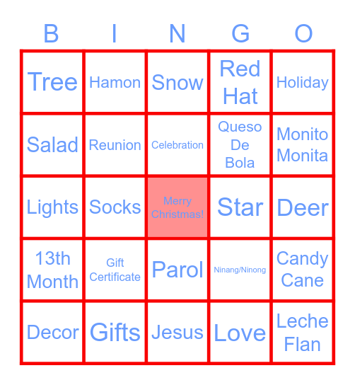 Christmas Bingo Card