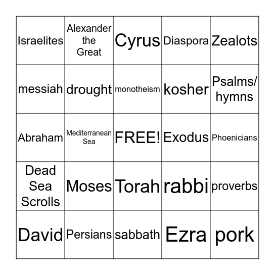 The Ancient Israelites Bingo Card